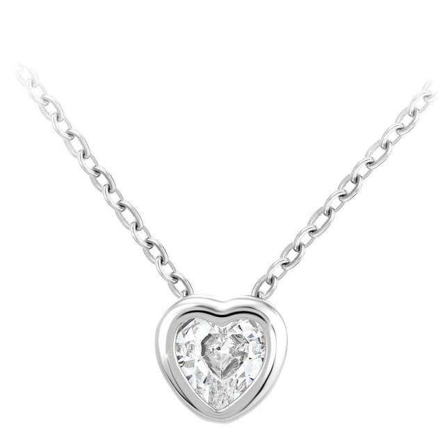 So Charm Κολιέ Καρδιάς Διακοσμημένο με Κρύσταλλα Swarovski, Ασημί BS3084-ARGENT