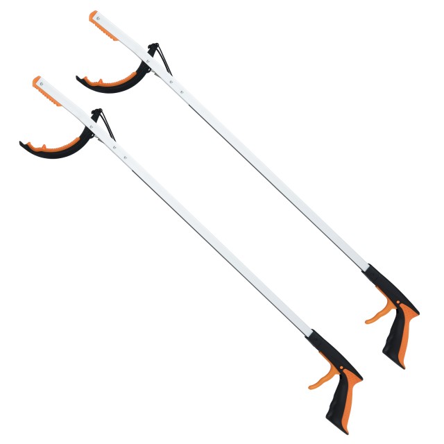 Costway Σετ 2τμχ Μακριά Λαβίδα 88 εκ. Αλουμινίου για Κήπο & Συλλογή Σκουπιδιών - Ασημί NP12975-2