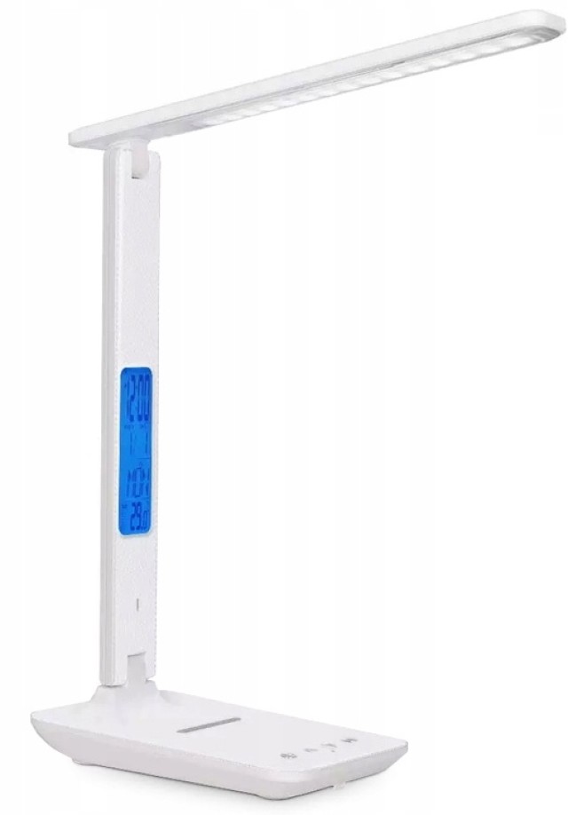 Verk Group Επιτραπέζιο Φωτιστικό LED 5W με Ασύρματη Φόρτιση Qi, USB, Ρολόι και 5 Επίπεδα Φωτεινότητας Λευκό