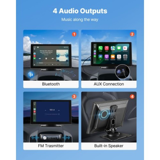 VEVOR Ράδιο Αυτοκινήτου Με Οθόνη Αφής CarPlay 9 Backup Camera CZZKP9INCHBD3G8EV001V9