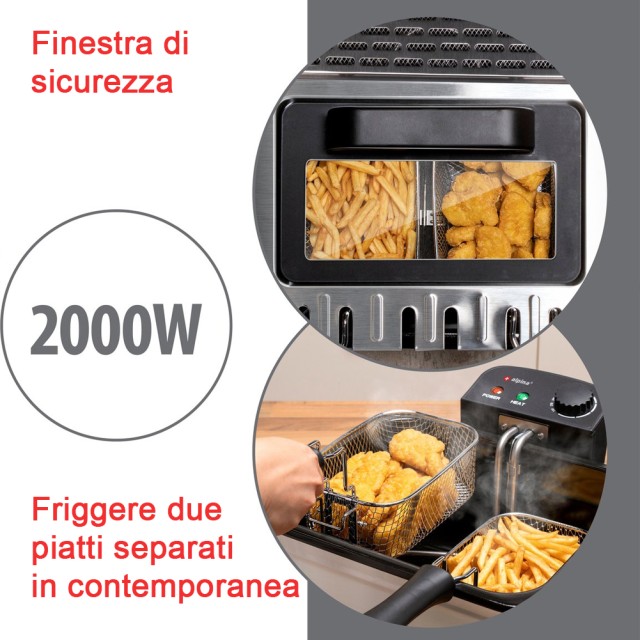 ALPINA  Φριτέζα με 3 Καλάθια, Ισχύς 2000 W, Χωρητικότητα 5 Λίτρων και Ρυθμιζόμενη Θερμοκρασία 02841684