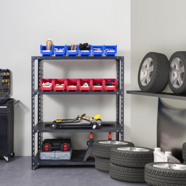 VEVOR Πλαστικά Κάδοι Αποθήκευσης, 11x5x5 ίντσες, Κρεμαστοί Στοιβαζόμενοι Οργανωτές, Μπλε/Κόκκινο, 12άδα, Βαρέως Τύπου για Ντουλάπα, Κουζίνα, Γραφείο ή Ντουλάπι  DDWLX12G00006BTMBV0