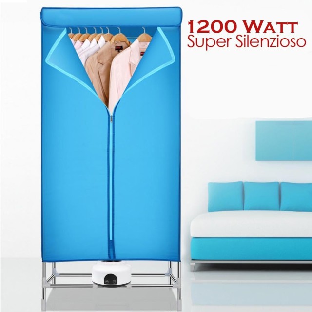 BAKAJI Ηλεκτρικό Στεγνωτήριο Ντουλάπα με Τηλεχειριστήριο, Χρονοδιακόπτη και Οθόνη 1200W 02001736