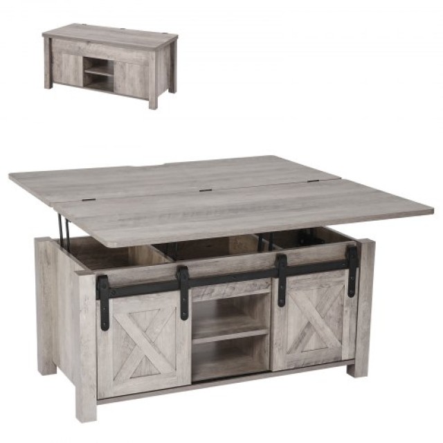 VEVOR Τραπεζάκι Σαλονιού Ρουστίκ με Κρυφή Αποθήκη, Δρυς KFZ394INCHZPS49L4001V0