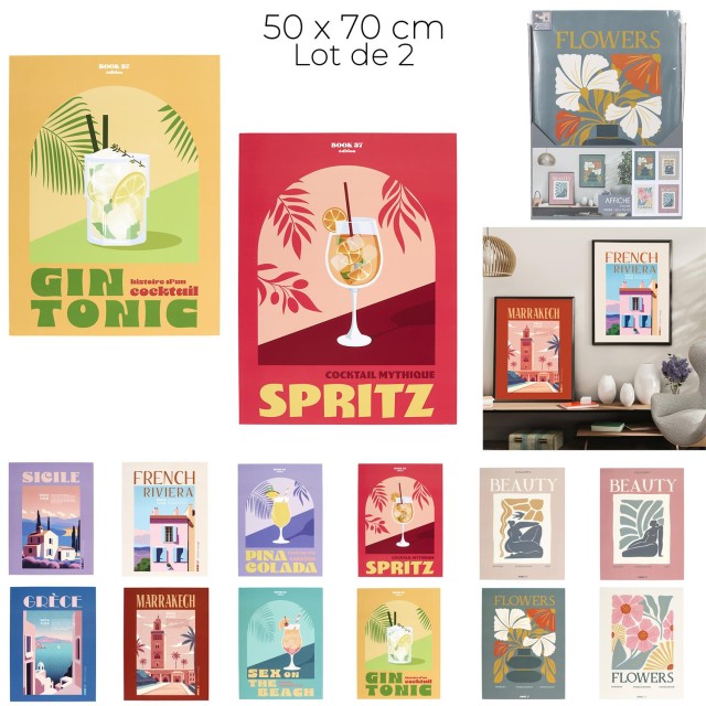Home Deco Factory Σετ 2 Διακοσμητικών Αφισών 50 x 70 εκ με Τυχαία Επιλογή Μοντέλου HD7562