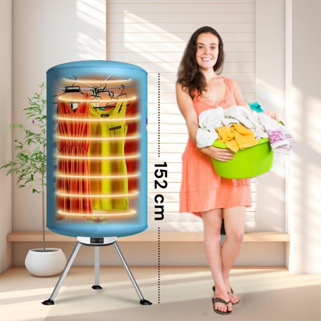 BAKAJI Ηλεκτρικό Στεγνωτήριο Ρούχων με Μπαλόνι και Τηλεχειριστήριο, Οθόνη 1000W Ζεστού Αέρα 02001737