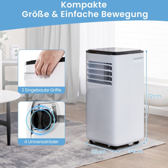 Costway Φορητό Κλιματιστικό 9000 BTU με Σωλήνα Εξαγωγής - 4 σε 1 Κλιματιστική Συσκευή Ψύξης Λευκό FP10351DE-WH
