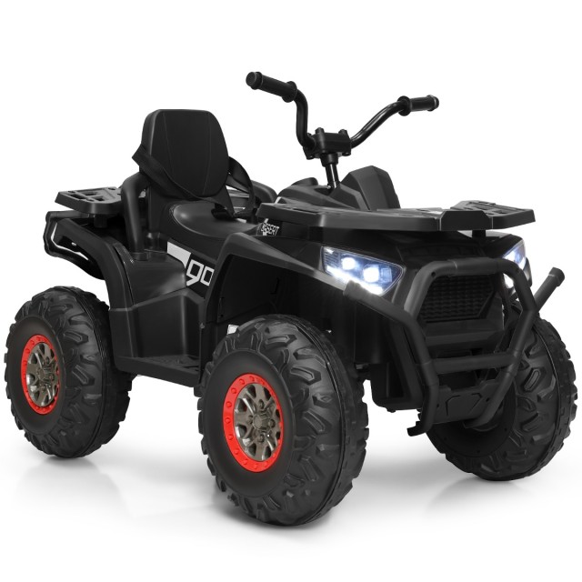 Costway Ηλεκτρικό Παιδικό ATV με LED Φώτα, Μουσική & Ιστορίες, USB & AUX, 3-8 km/h, για Παιδιά 3+ Ετών Μαύρο TY327802DE-BK+