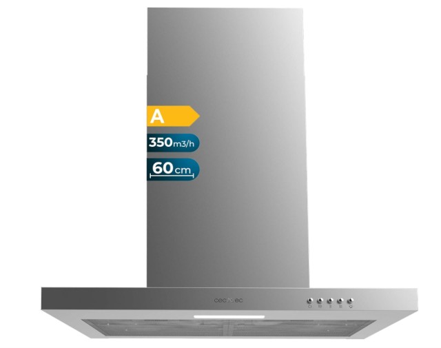 Απορροφητήρας Bolero Flux TM 603500 Inox B – 60 cm, 350 m³/h, Ενεργειακή Κλάση A CEC-02876 Cecotec
