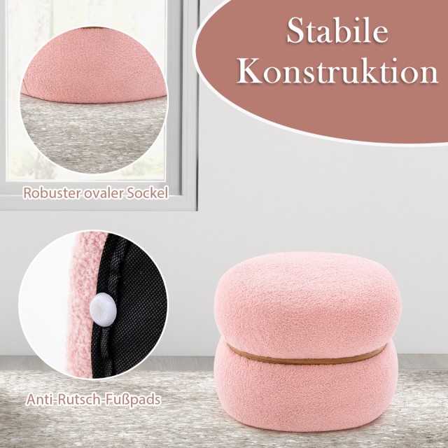 Costway  Πολυλειτουργικό Σκαμπό με Ροζ Ύφασμα και Ξύλινη Λεπτομέρεια για Σαλόνι, Υπνοδωμάτιο και Γραφείο JV11311PI