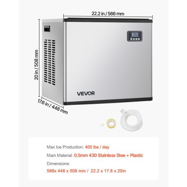 VEVOR Επαγγελματική Μηχανή Παραγωγής Πάγου - Παραγωγή μέχρι 400 lbs/Ημέρα FTZBJJTBXGAJ8L6M7001V2