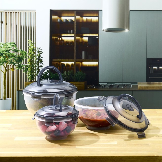 Σετ Δοχεία Φαγητού 3 Τεμάχια 24 x 16.5 x 24 cm - Μαύρο KA0502 Cook Concept