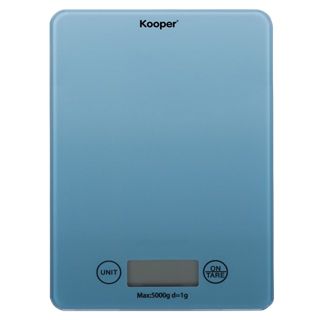 Galileo Ψηφιακή ζυγαριά κουζίνας 5 Kg με επιφάνεια από σκλήρυνει γυαλί 215x15x17 cm Kooper 5921150-Blue