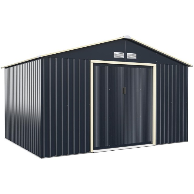 Costway  Μεταλλική Αποθήκη 340 x 255 x 210 cm Εξωτερικού Χώρου με Κλειδαριές και Αερισμό GT3733GR+