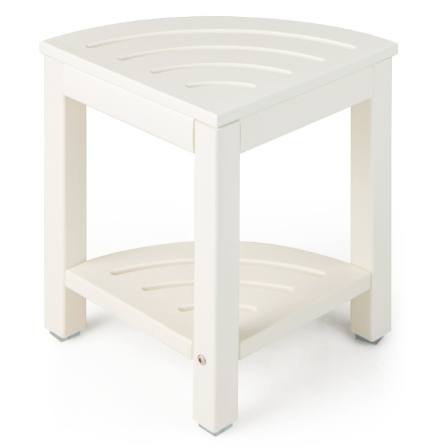 Costway Λευκός Γωνιακός Πάγκος Ντους με Ράφι 32,5 x 32,5 x 43,5 cm BA7860WH