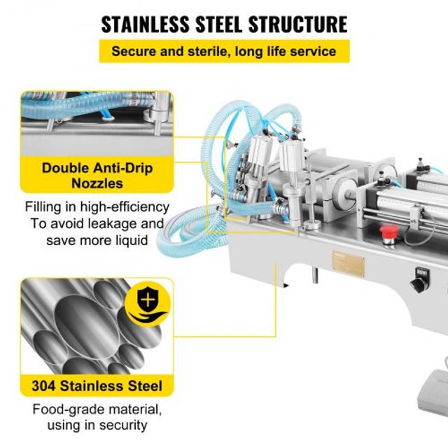 VEVOR Πνευματική Μηχανή Γεμίσματος Υγρών 100-1000ml με Δύο Ακροφύσια για Χυμούς STWSYTGZJ00000001V2