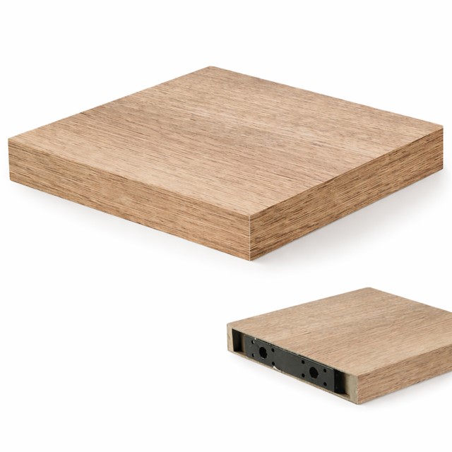 BAKAJI Τετράγωνο Ράφι Τοίχου 25x25x4cm Μοντέρνα Βιβλιοθήκη MDF Ξύλο Βελανιδιάς 02001797