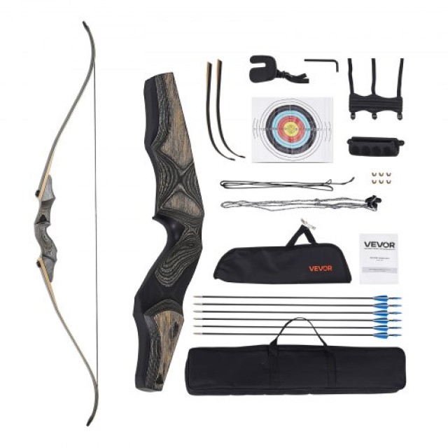 VEVOR Σετ Τόξου Αναψυχής 60in Recurve Ξύλινο 45 lbs με Βέλη για Κυνήγι και Εξάσκηση FQGYS45LBS28P4QL4001V0
