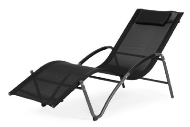 MULTIGARDEN Ξαπλώστρα κήπου με προσκέφαλο, μεταλλική κατασκευή, μαύρη, MultiGarden LG033-GREY-BLACK