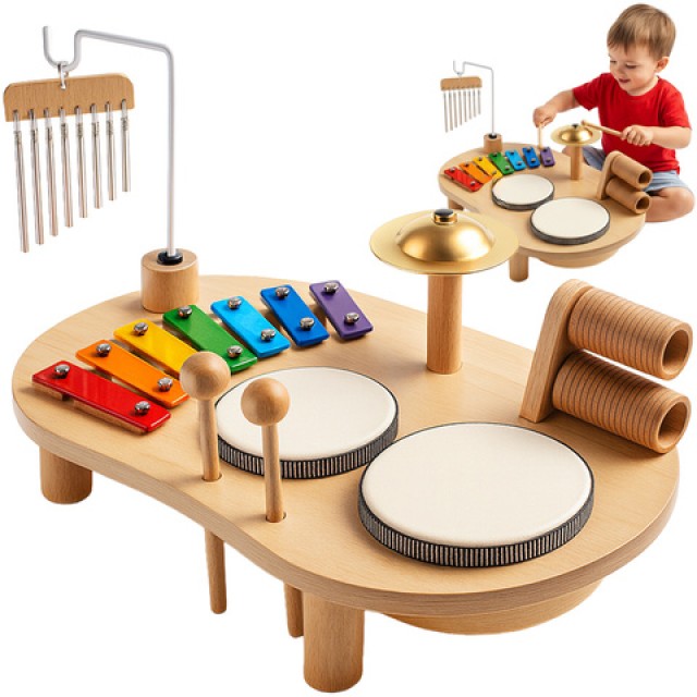Kruzzel Ξύλινο Εκπαιδευτικό  Μουσικό Τραπέζι Montessori  24.5 x 38.5 x 23.5 cm 26420