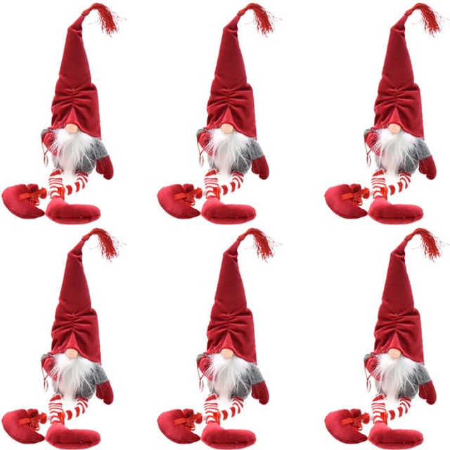 BAKAJI Σετ 6 Ξωτικών Χριστουγεννιάτικη Διακόσμηση Δέντρου Ύψος 45cm Χρώμα Κόκκινο 02815018