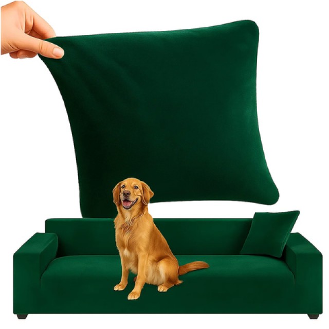 Ruhhy Πράσινο Ελαστικό Βελούδινο Κάλυμμα Γωνιακού Καναπέ 190-230 cm  26183