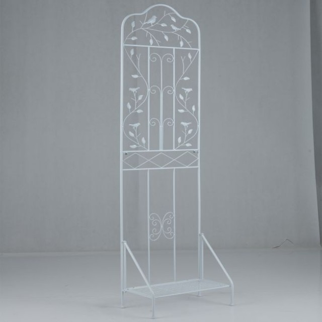 Costway Μεταλλική Σκαλιέρα για Αναρριχώμενα Φυτά με Πτυσσόμενο Ράφι, Λευκή  189,5 x 50 x 30 εκ GT4486WH