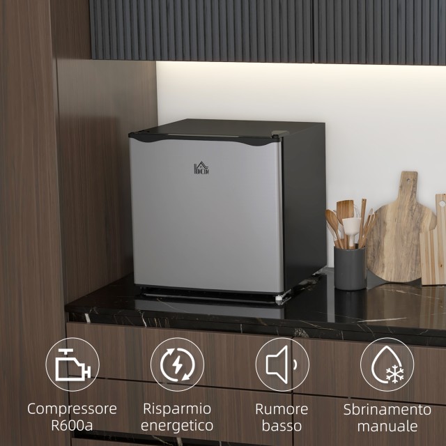 HOMCOM Φορητό Ψυγείο 35L με Αφαιρούμενο Ράφι και Ρυθμιζόμενη Θερμοκρασία, 47x44.2x48.8 εκ., Ασημί 800-127V90SR