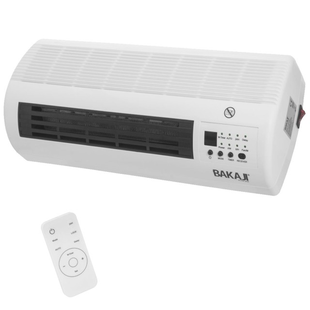BAKAJI Ηλεκτρική Κεραμική Θερμάστρα Τοίχου 2000W με Χρονοδιακόπτη 24H 02835765