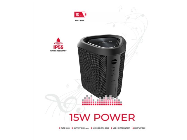 SWISSTEN Φορητό Ηχείο Bluetooth Spectrum 15 W, Μαύρο 8595217488595