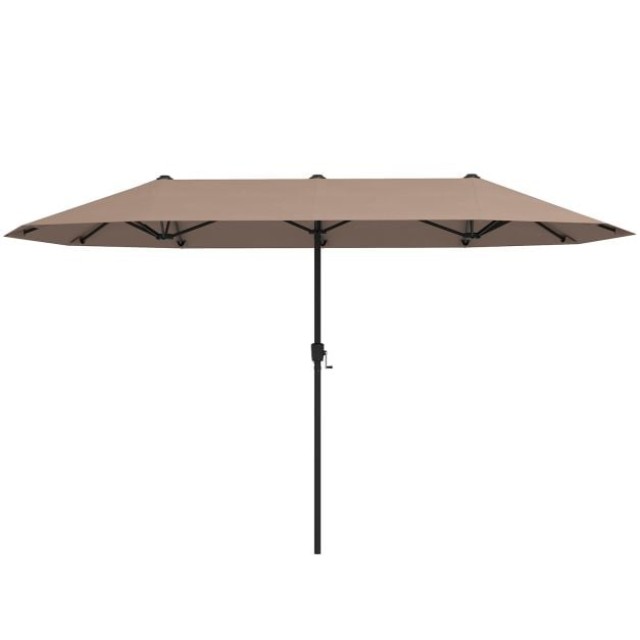 Costway Διπλή Ορθογώνια Ομπρέλα Μπαλκονιού 400x215 cm, Αδιάβροχη, Καφέ NP13303CF