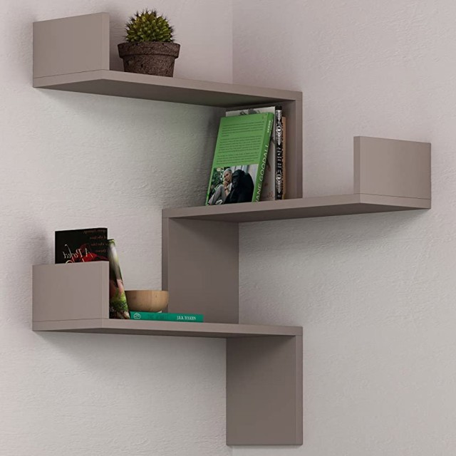 Shally Dogan Γωνιακό Ραφιέρα Τοίχου 3 Επιπέδων Εξοικονόμησης Χώρου Ταμπά 60x22x90 εκ 02815293