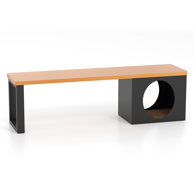 Costway  Παγκάκι Κήπου με Γατόσπιτο 150 x 38 x 44 cm από Ανθεκτικό Μέταλλο NP12692CF