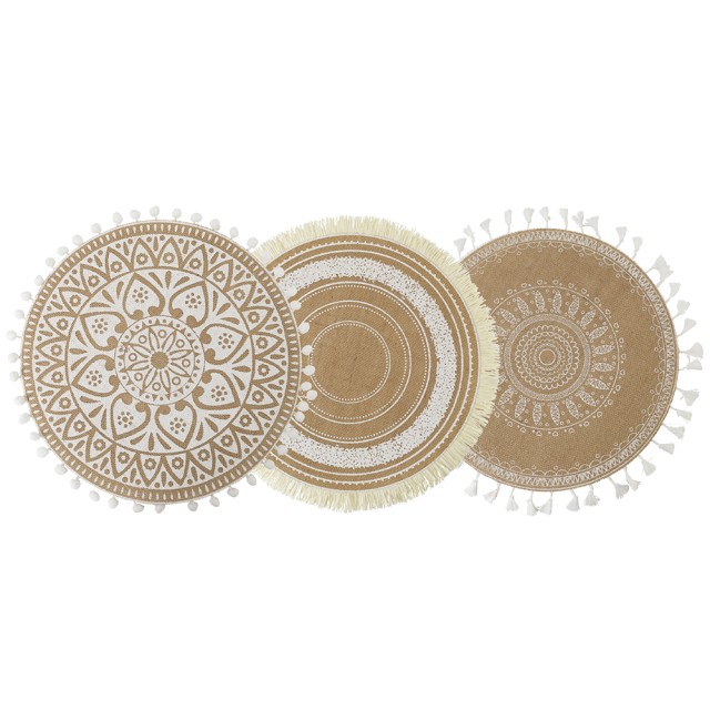 Villa DEste  Σετ 6 τμχ Στρογγυλό σουπλά 38 εκ από γιούτα και πολυεστέρα White 5908803