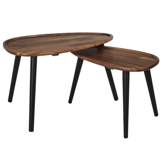Σετ 2 Ξύλινα Τραπεζάκια Acacia Triangle Nesting 60 x 40 x 39 cm  50 x 31 cm HD0291 Home Deco Factory