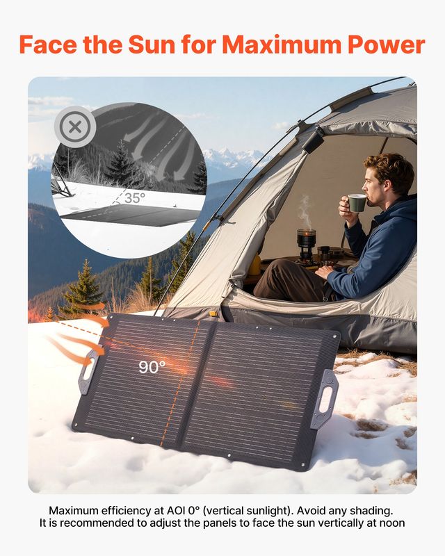 VEVOR 100W Φορητός Πτυσσόμενος Ηλιακός Φορτιστής με Υψηλή Απόδοση και Πολύπλευρες Συνδέσεις BXZDTYNB1100UD77V001Y3