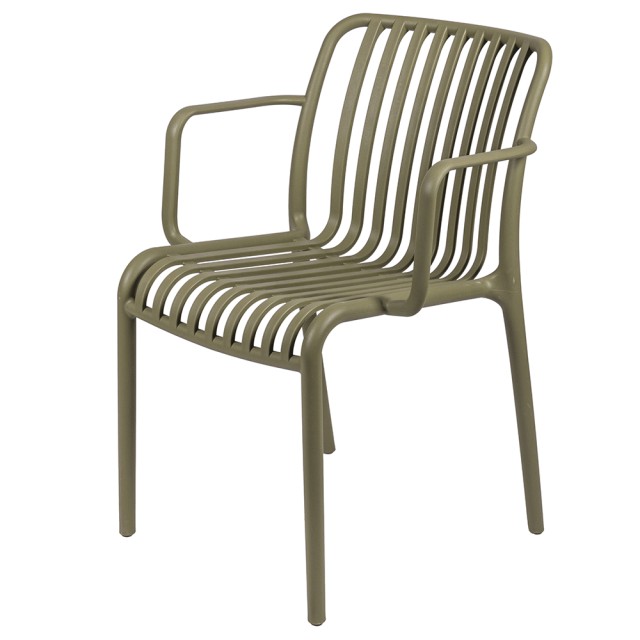 Galileo Καρέκλα με μπράτσα από πλαστικό PP 56x565x795 cm σχέδιο ρίγες πράσινο Paris 2188391