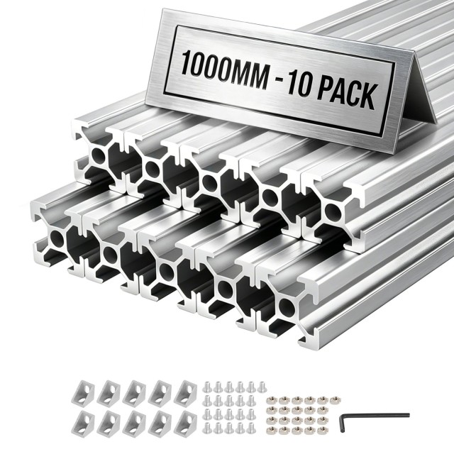 VEVOR Προφίλ Αλουμινίου 2020 T-Slot Anodized 1000 mm Ασημί, Σετ 10 τεμαχίων TXOBLXCDGYS2MB2W4001V0