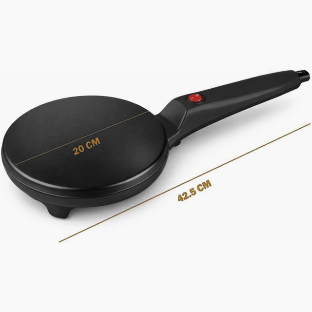 BAKAJI Ηλεκτρική Κρεπιέρα Μαύρο Χερούλι 700W με Αντικολλητική Πλάκα Αλουμινίου 02001756