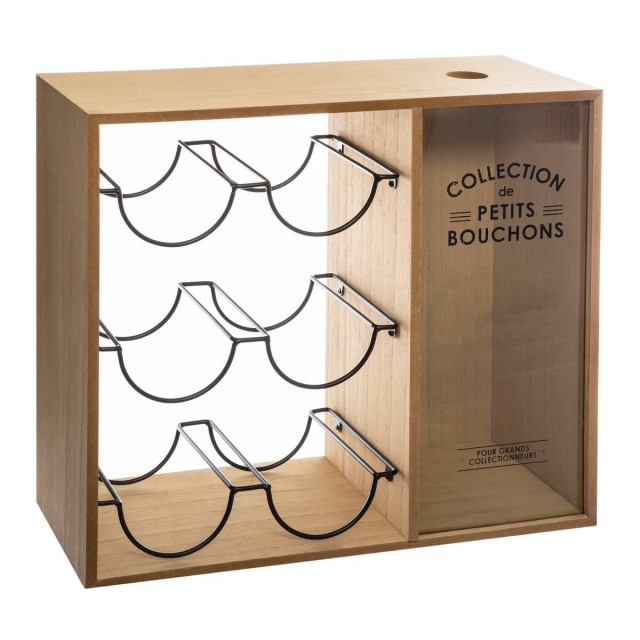 Atmosphera Κάβα Ξύλινη 6 θέσεων με Μεταλλικό Σταντ και Δοχείο για Φελλούς 168388