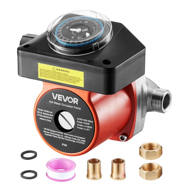 VEVOR Αντλία Κυκλοφορίας Ζεστού Νερού, 38 LPM, 100W, 220-240V SNRSXHBWPTFB0JBM1001V2