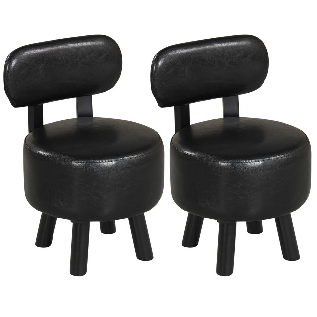 Costway Υποπόδιο με Πλάτη από Συνθετικό Δέρμα και Ξύλινα Πόδια 33,5 x 35 x 51 εκ. Μαύρο, 51 x 35 x 33,5 cm JV13797DK-2