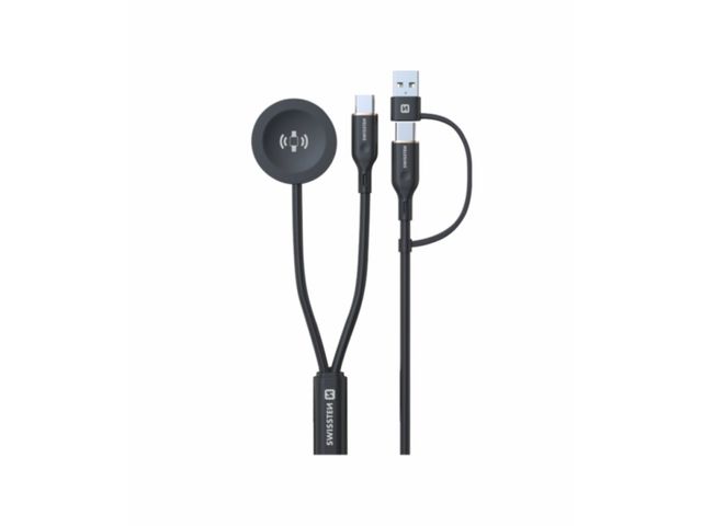 SWISSTEN Μαγνητικό Καλώδιο 2 σε 1 για Samsung Galaxy Watch και USB-C, USB-C (USB-A), 1,5 μ, μαύρο 8595217493247