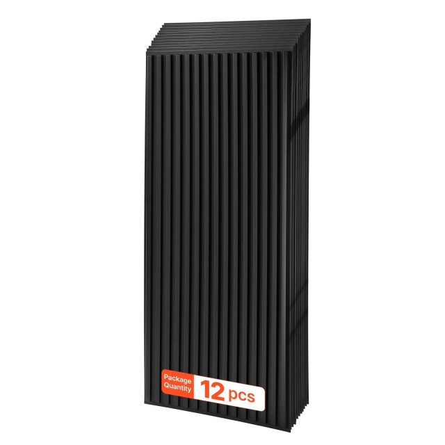 VEVOR PVC Πλακάκια Οροφής 605x1215 mm, 12 Τεμάχια, 3D Μαύρα Γραμμωτά Πάνελ PVCGHPZ2448IA5KZH001V0