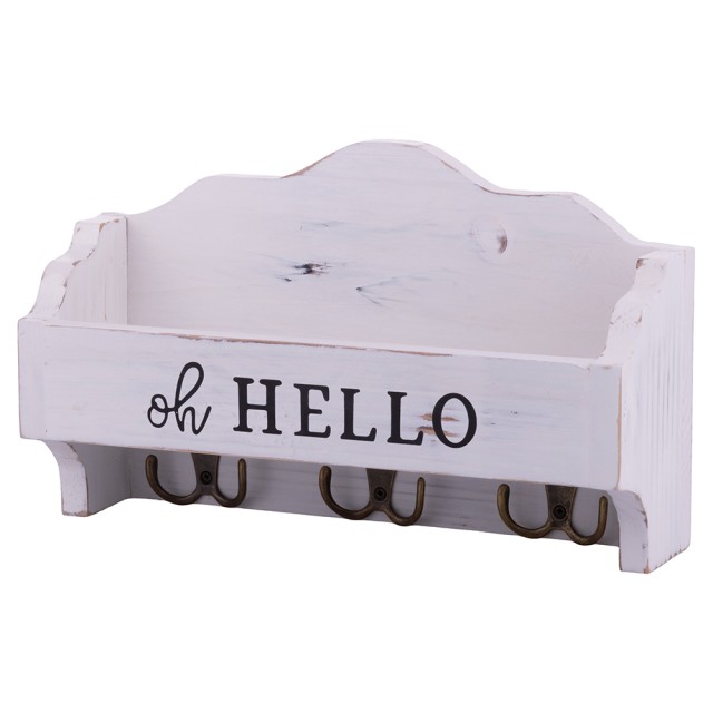 Galileo Κρεμάστρα Τοίχου με 3 Γάντζους και Ράφι για Γράμματα από MDF Ξύλο Sibilla 5924463