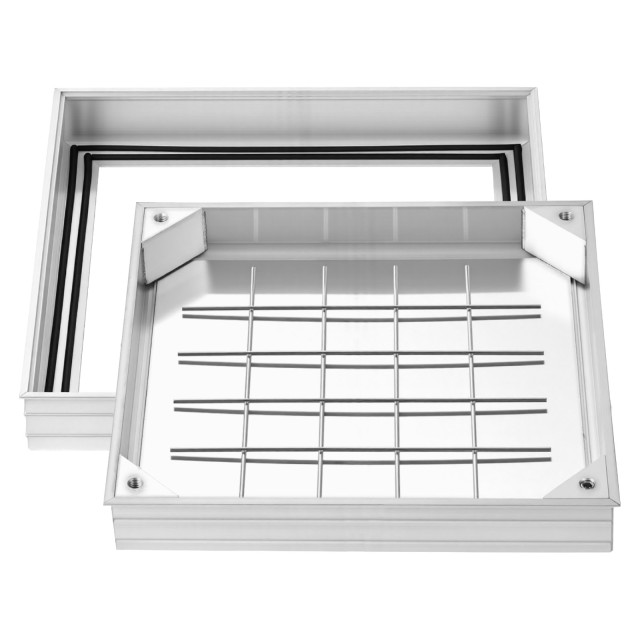 VEVOR Κάλυμμα Φρεατίου με Πλαίσιο, 400 x 400mm Αόρατο Καλυπτήριο Βόθρου Αλουμινίου για Πεζοδρόμια, Κήπους, Παράθυρα Πατιώματος JGJKJQRSJGJKM6ZMG001V0