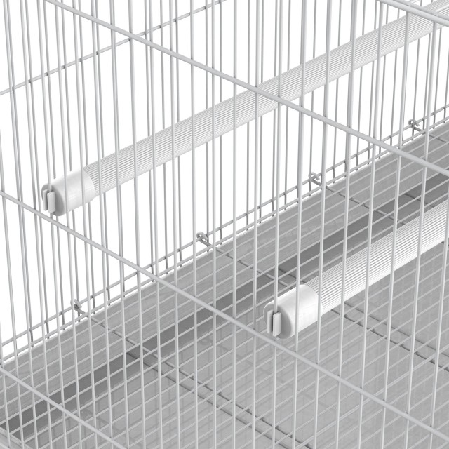 Μεταλλικό Κλουβί Πτηνών με  Μπολ για Φαγητό και Λαβή, 60x41x41cm - Λευκό D51-025 PawHut