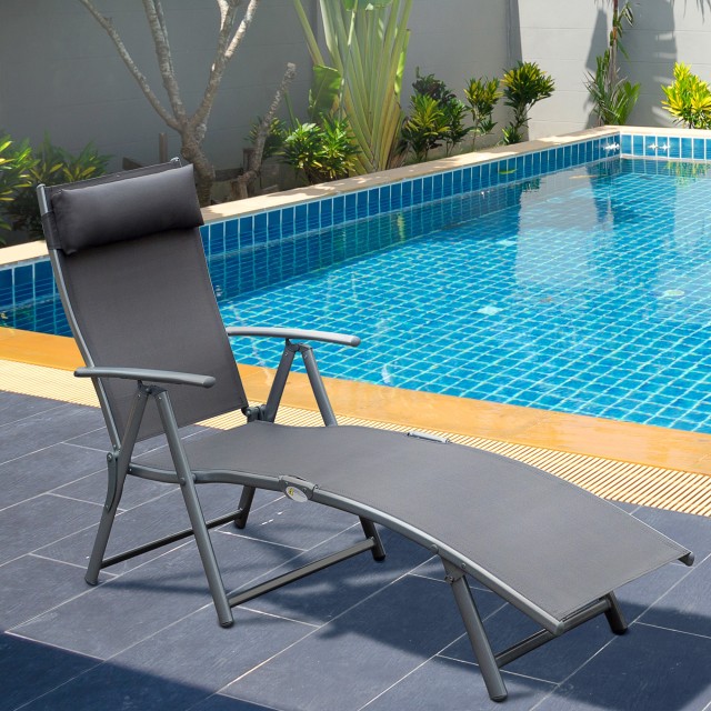 Outsunny αναδιπλούμενη ξαπλώστρα Relax με Cushion Garden Grey 84B-184GY