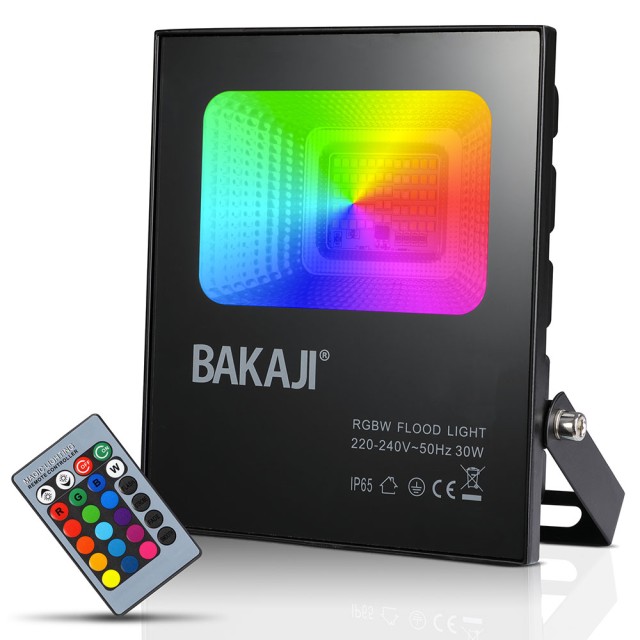 BAKAJI Φωτιστικό Faro LED RGB 30W Εξωτερικού Χώρου Slim IP65 με Τηλεχειριστήριο 02837943