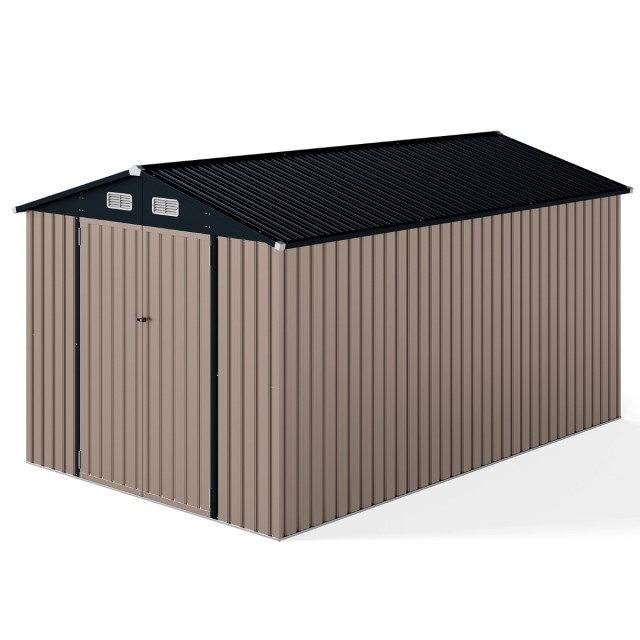Costway Μεταλλικό Σπιτάκι Εργαλείων 350 x 223 x 197 cm με Κεκλιμένη Στέγη και Κλειδαριά GT4434GR+